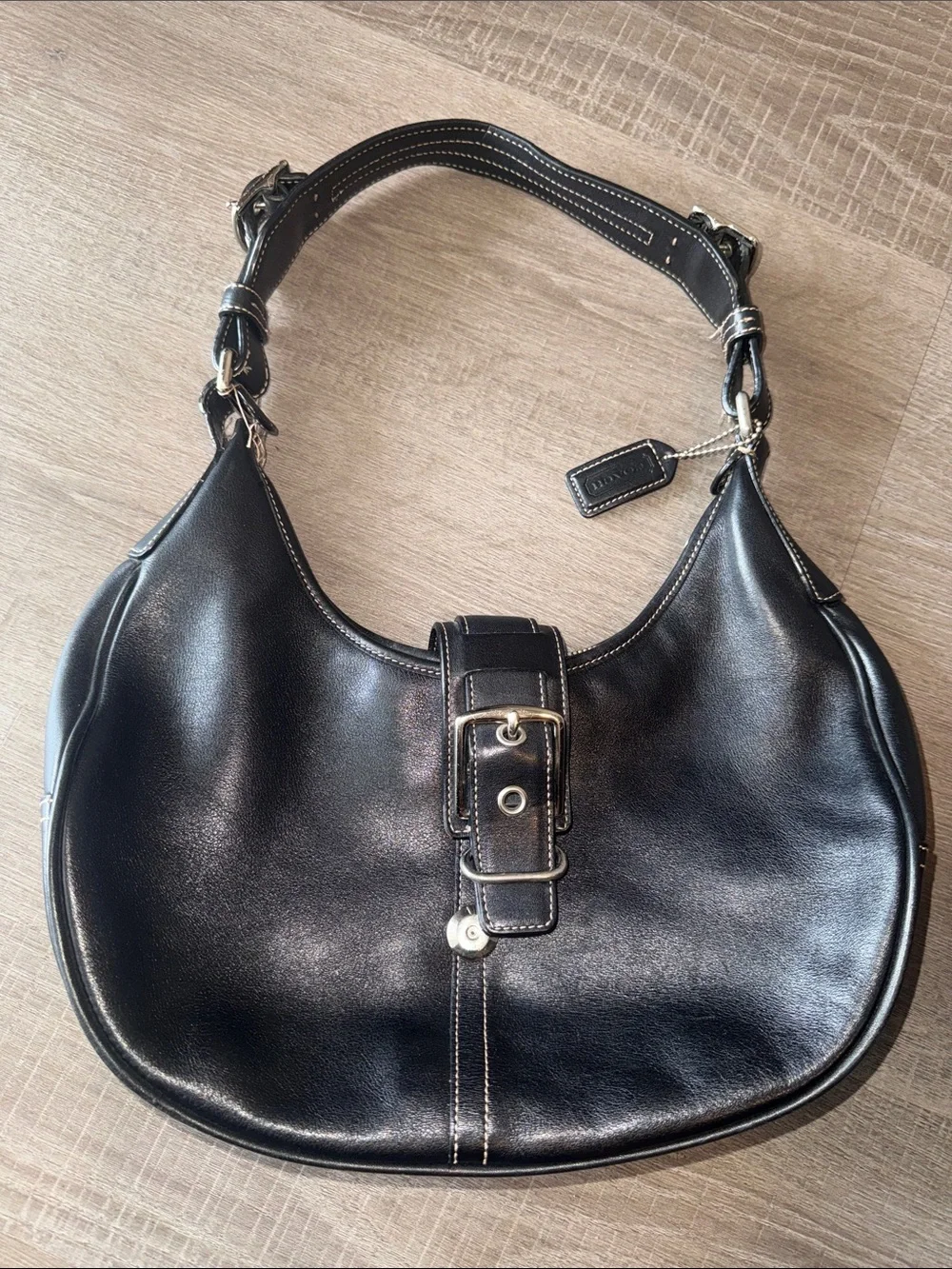 COACH VINTAGE Y2K HAMPTON SOHO BUCKLE HOBO SHOULDER BAG Black Leather